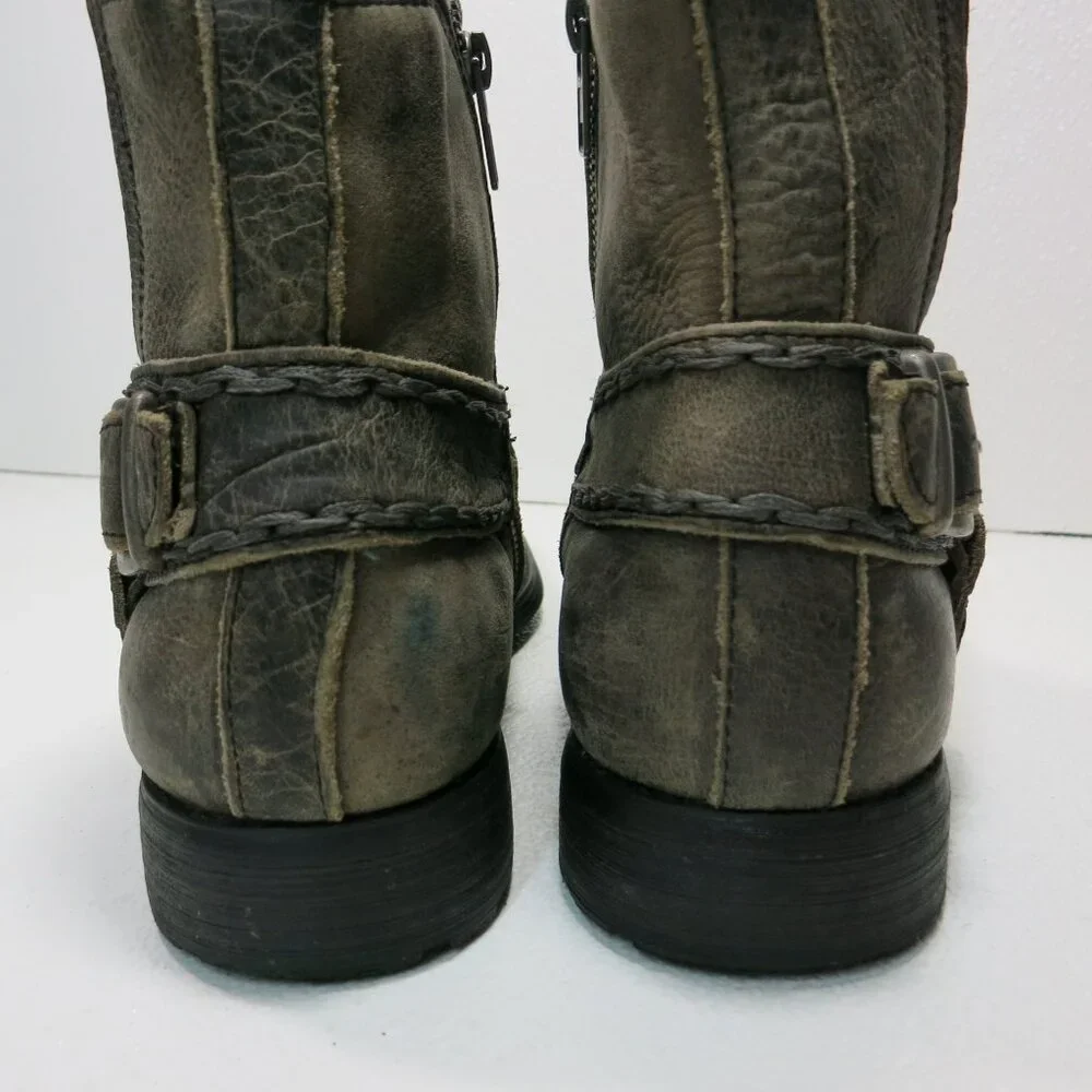 Bed Stu Nubuck Leather Harness Biker Boots Footwear Zippered Boot Shoes Men's 11